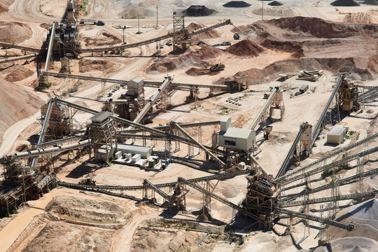 USA, Texas, aerial view of sand mine near San Antonio