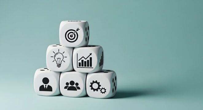 Business strategy and planning concept with dice icons