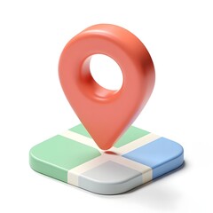 minimalist 3D location pin icon white background