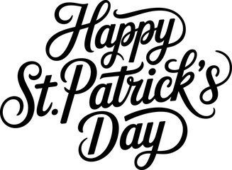 Obraz premium Happy St. Patrick's Day Vertical Calligraphy Script Black Vector Lettering