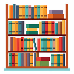 Colorful bookshelf filled with books in various sizes and colors © Ashiqur