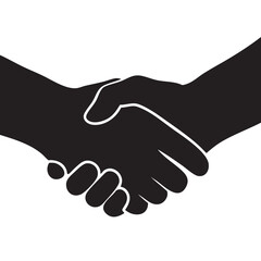 Handshake vector illustration, black silhouette of two hands gripping each other firmly, representing agreement or successful deal