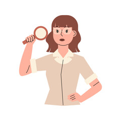 Female Educator Illustration With Magnifying Glass