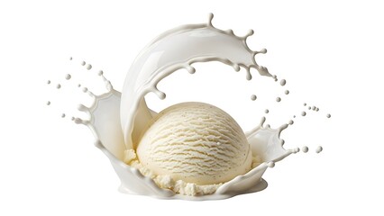 Creamy ice cream with milk splash