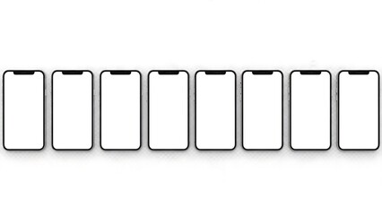 Row of identical smartphones