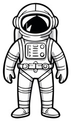 Isolated Cartoon Astronaut Character Standing Wearing Space Suit and Helmet