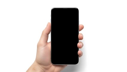 Hand holding black smartphone