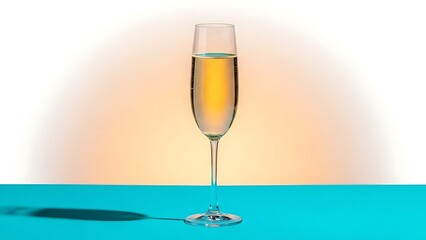 Elegant champagne flute with golden bubbly