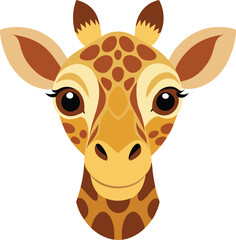 Cartoon giraffe head vector illustration with long neck spots