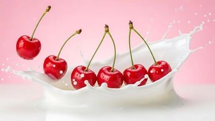 Cherries dipped in milk