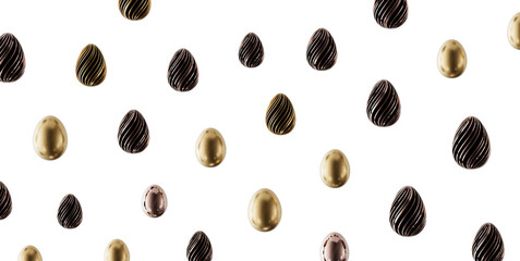 Seamless pattern of decorative Easter eggs in gold and black, great for holiday designs. Perfect for Easter greetings an © vegefox.com