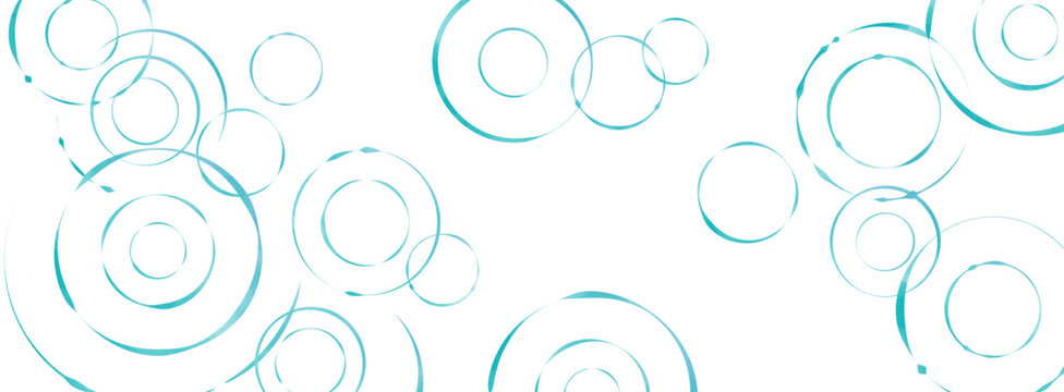 Abstract watercolor-style water ripples on white background, flat vector illustration with soft hand-painted texture, minimal concentric wave composition with copy space