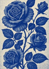 Obraz premium Elegant blue roses illustration.