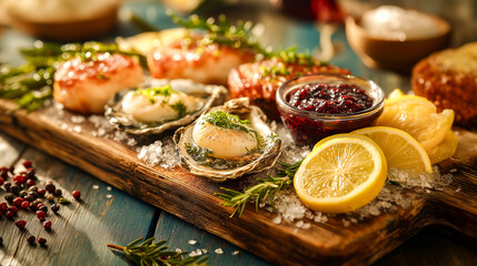 seafood platter with oyster