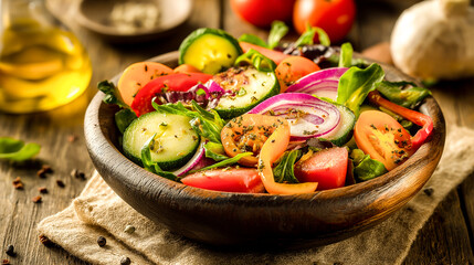 fresh vegetable salad with feta cheese