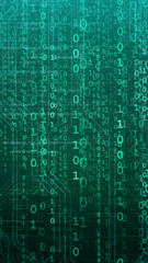 Abstract digital background with binary code. Artificial intelligence, machine learning, cybersecurity concept.
