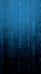 Abstract digital background with binary code. Artificial intelligence, machine learning, cybersecurity concept.