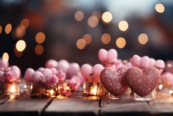 valentines day backgrounds with heart shaped light blur