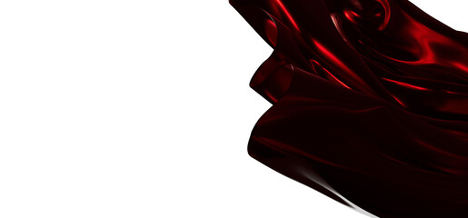 Elegant red fabric flowing against white background. Perfect for adding a touch of sophistication...