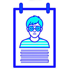 Creative illustration of a person with glasses pinned to a clipboard