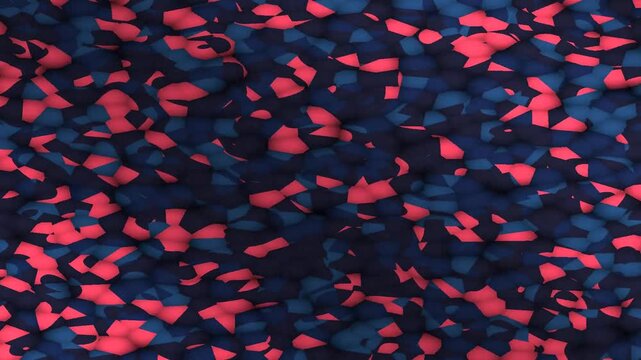 Abstract Patterning Movement in Dynamic Red and Blue Fragmented Surface