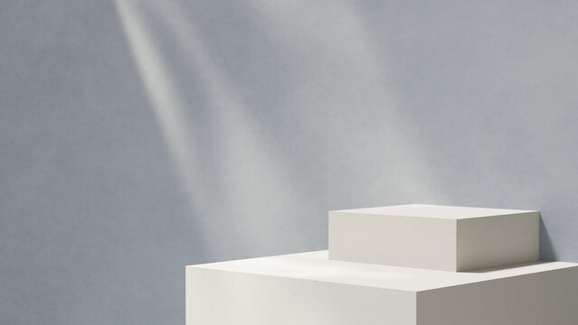 Minimal geometric product display podium with soft directional light and spacious negative space. Ideal for cosmetic mockups, branding banners, ecommerce headers, and modern advertising presentations.