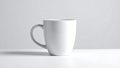 Fototapeta premium Single ceramic cup standing on a plain background, clean composition and calm mood, soft studio lighting, minimal modern still life, simple and elegant stock photography style.