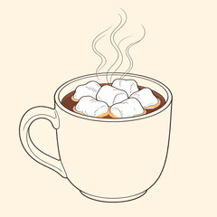 A cozy cup of hot cocoa with steam rising from its surface
