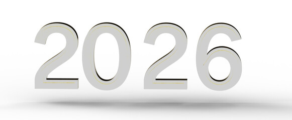 2026 text with a shadow, perfect for future concepts, New Year, financial planning or goal setting. Ideal for design and