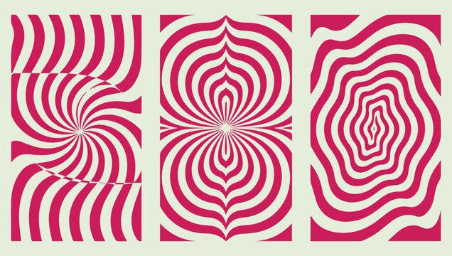 Abstract hypnotic patterns in pink and white creating a swirling optical illusion