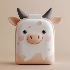 Cute plastic box in the shape of an animal, a cow.