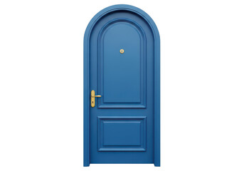 A sleek blue arched door with a modern and minimalist design.