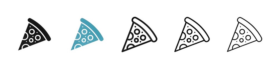 Pizza slice icon suite. Iconic cheese and mushroom pizza slice for UI designs.