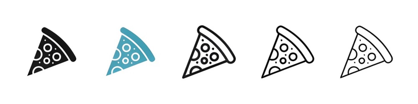 Pizza slice icon suite. Iconic cheese and mushroom pizza slice for UI designs.