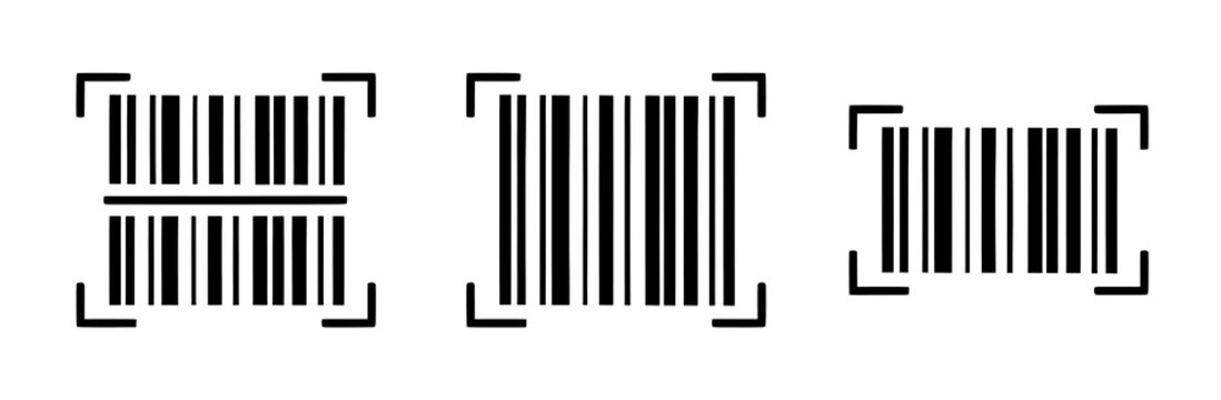 Barcode scanner icon vector icon set in black color. Suitable for apps and website UI designs