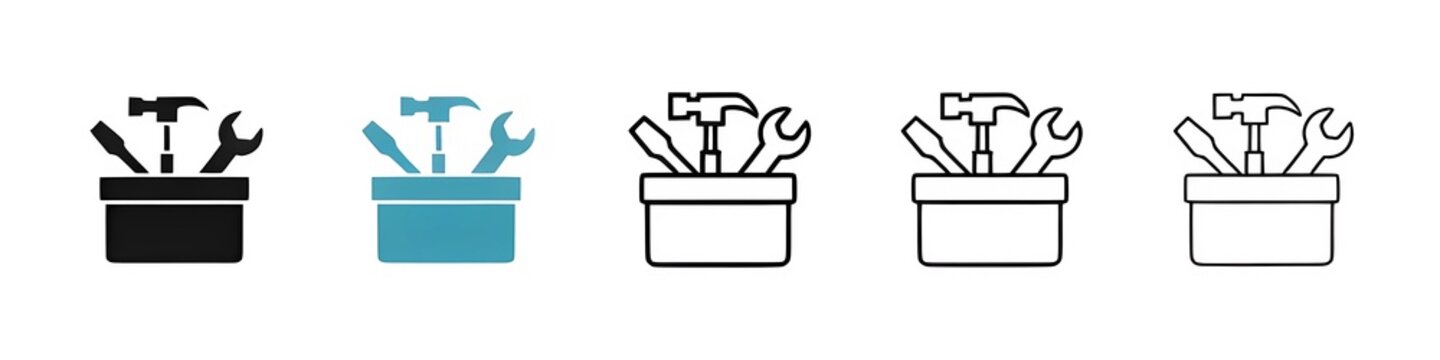 Toolbox icon set. carpenter toolkit icon. hardware tool box sign for UI designs.