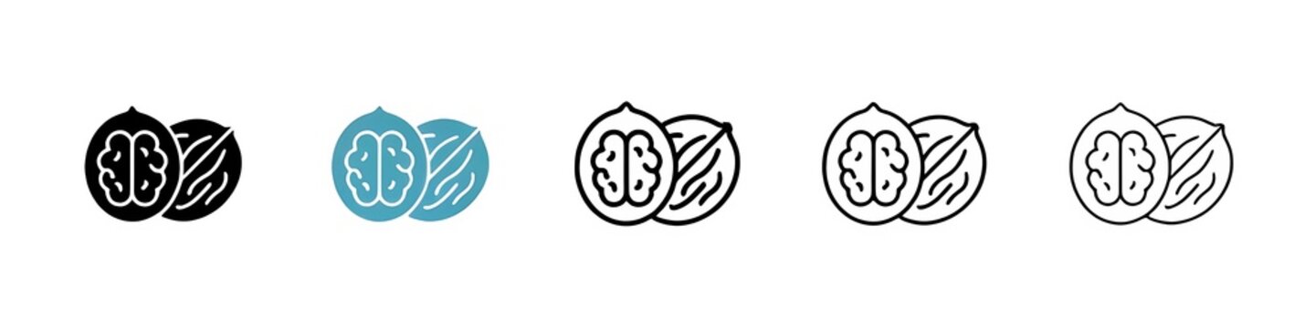Walnut Vector Icon Set. Crunchy Delight vector symbol for UI design.