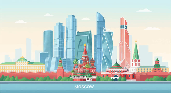 Pixel art cityscape with modern and historic buildings by a river