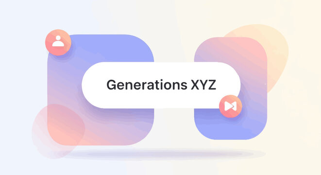 Modern abstract background with text and icons representing generations