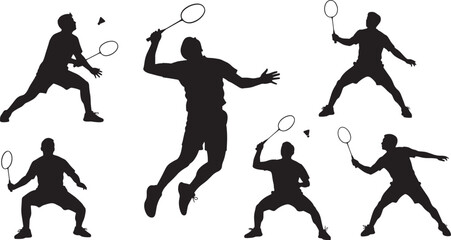 Silhouettes of Badminton Players in Action, Capturing the Dynamic Movements and Athleticism of the Sport