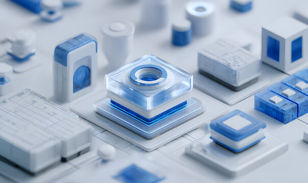 Blue tech-inspired square device