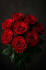 Obraz premium Red rose bouquet with romantic flowers isolated on white background