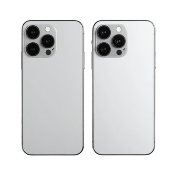 Two modern smartphones with multiple cameras on a clean white background.