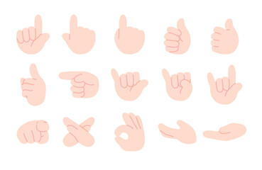 Obraz premium Vector flat hand gestures and counting fingers set