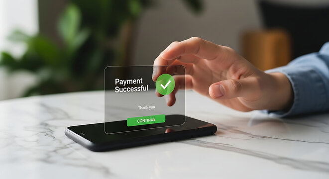 Mobile Payment Success Online Shopping Financial Transaction Digital Wallet App Concept