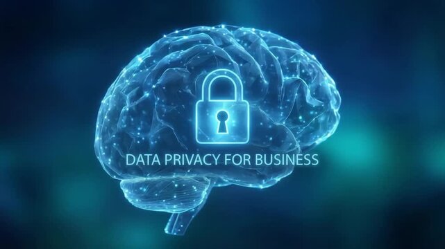 Ethical ai business secure neural network encryption and lock protecting corporate data privacy and security with trusted brain visualization neural