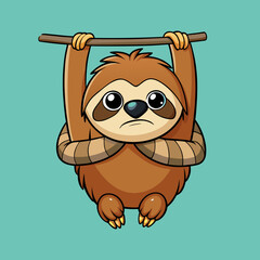 Naklejka premium Cute Sloth Cartoon Icon – Flat Color Animal Vector