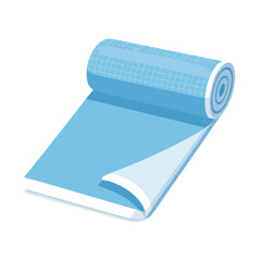 Rolled Blue Yoga or Exercise Mat Illustration