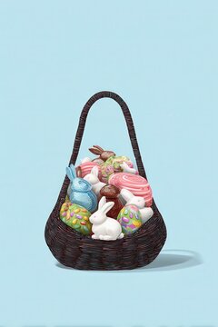 A Basket Brimming With Festive Easter Treats, Sweet Delights