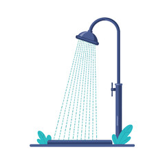 Outdoor Shower Illustration with Water Droplets